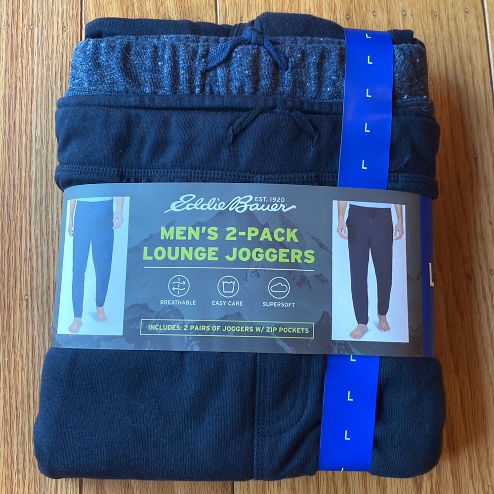 NEW Eddie Bauer Men’s 2-Pack Lounge Joggers size L Large